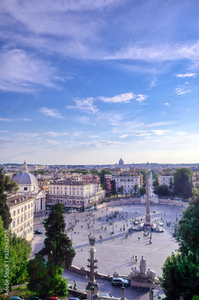 Piazza del Popolo located in Rome, Italy.