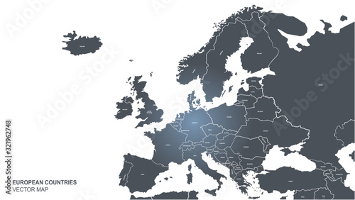 europe map. europe countries map. graphic vector of eu map..  photo