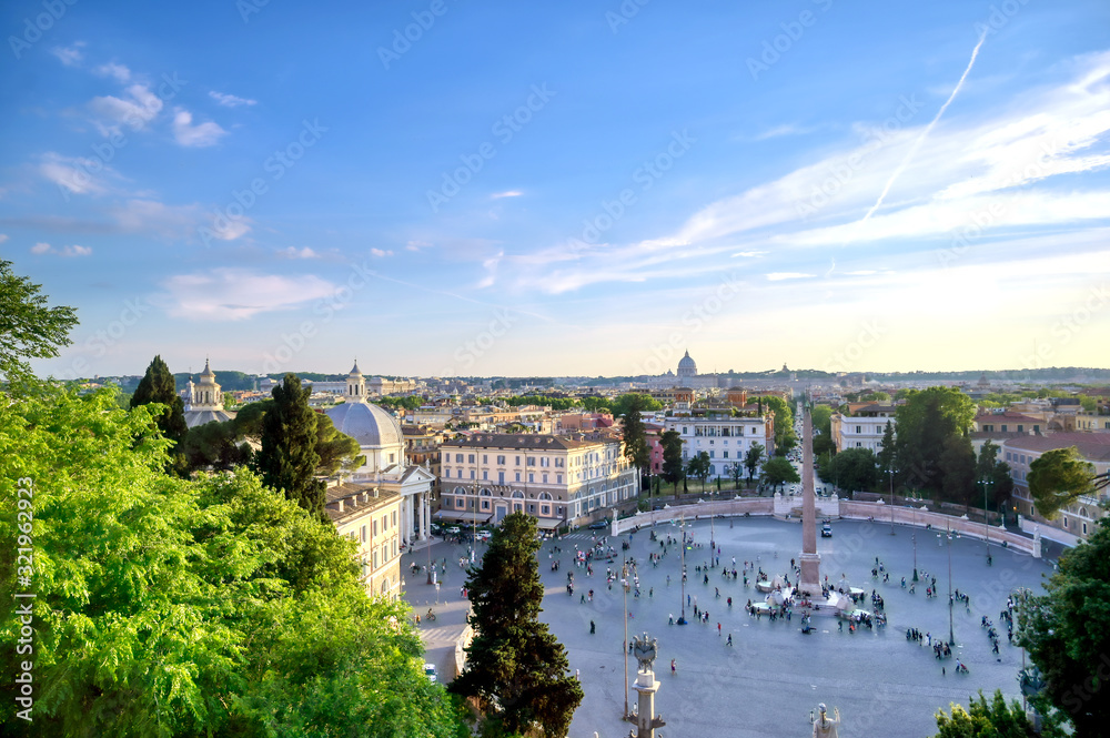 Piazza del Popolo located in Rome, Italy.