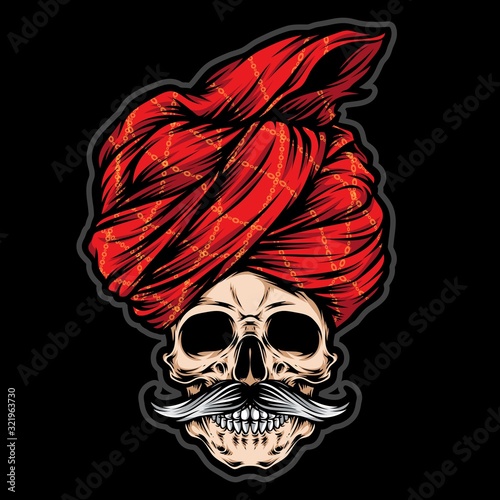 skull wearing turban vector logo