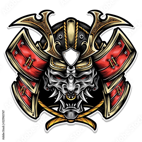 samurai armor with mask vector logo