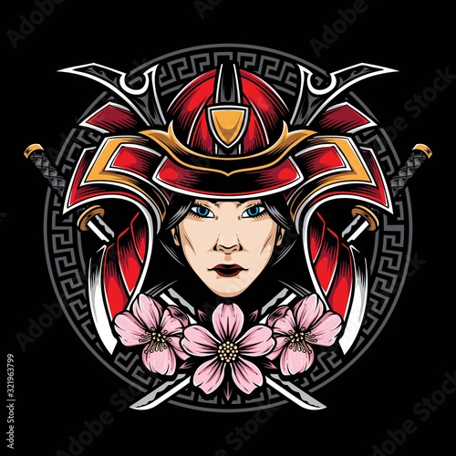 japanese women samurai vector logo