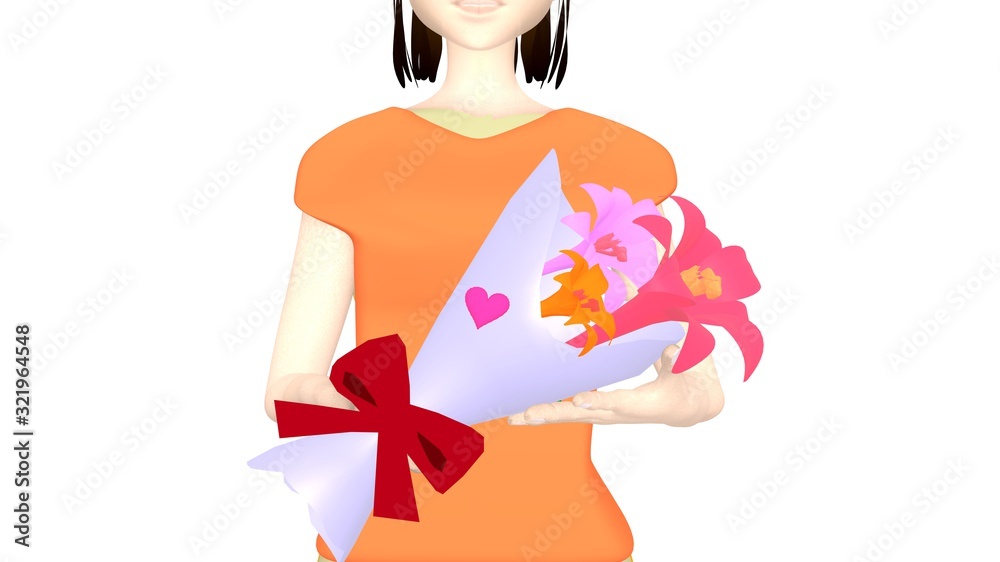 ユリの花束を持つ女性のイラスト素材 Stock イラスト Adobe Stock ユリの花束を持つ女性のイラスト素材 Stock イラスト Adobe Stock