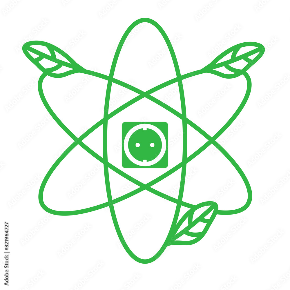 green electric concept leaf nuclear logo vector green electric concept leaf nuclear logo vector