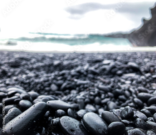 black sand beach