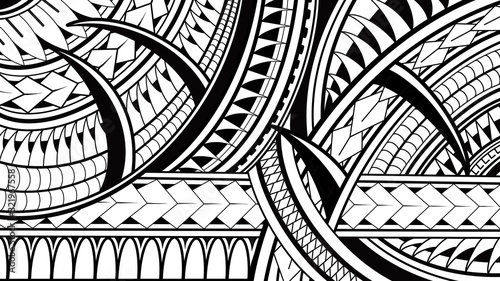 Canvas Print Maori Polynesian pattern illustrations on white background.