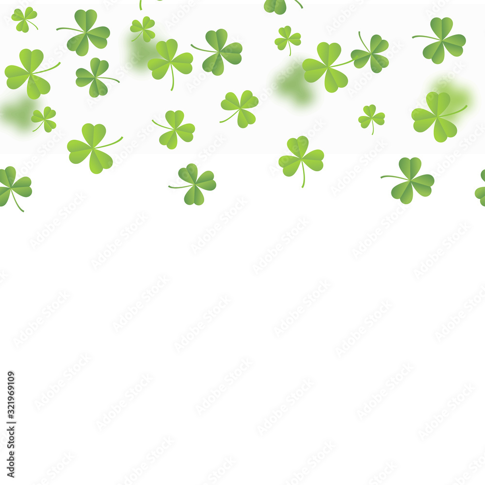 Saint Patrick's day card with falling shamrock. Vector. Saint Patrick's day card with falling shamrock. Vector.