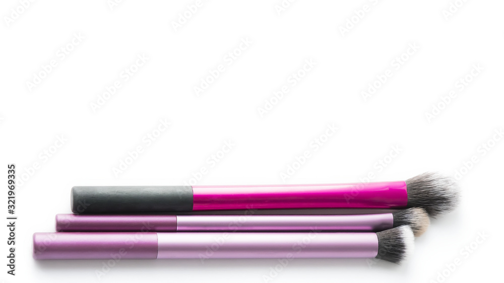 makeup brushes on a white background, isolate, stylist, decorative cosmetics makeup brushes on a white background, isolate, stylist, decorative cosmetics