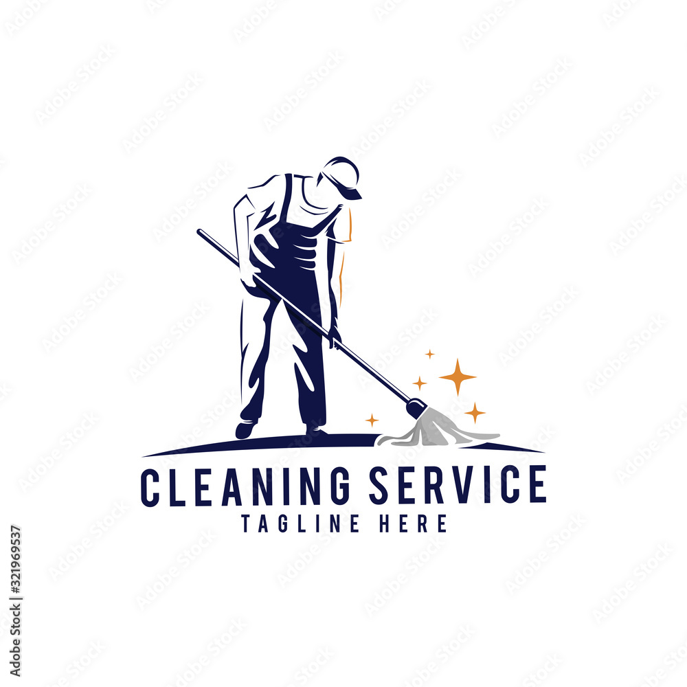 Cleaning Service Logo Vector Icon Illustration