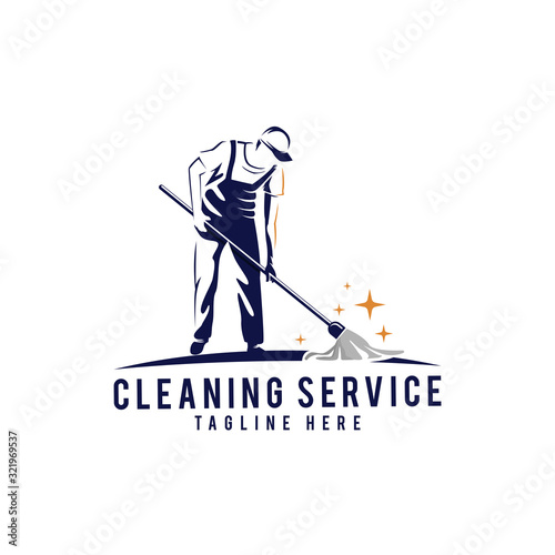 Cleaning Service Logo Vector Icon Illustration