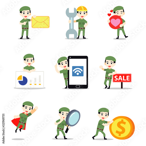 Set character of man join in army cadet for UK Military corps.