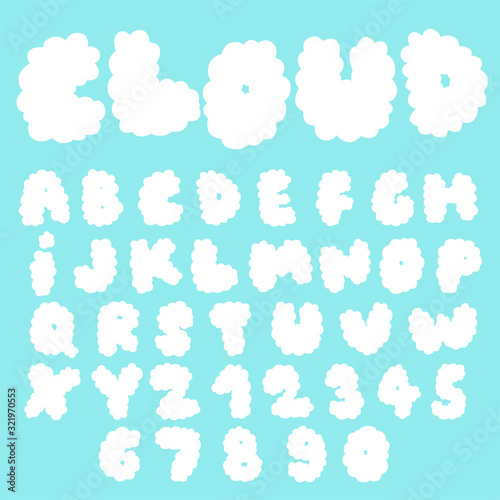 fluffy cloud vector font collection