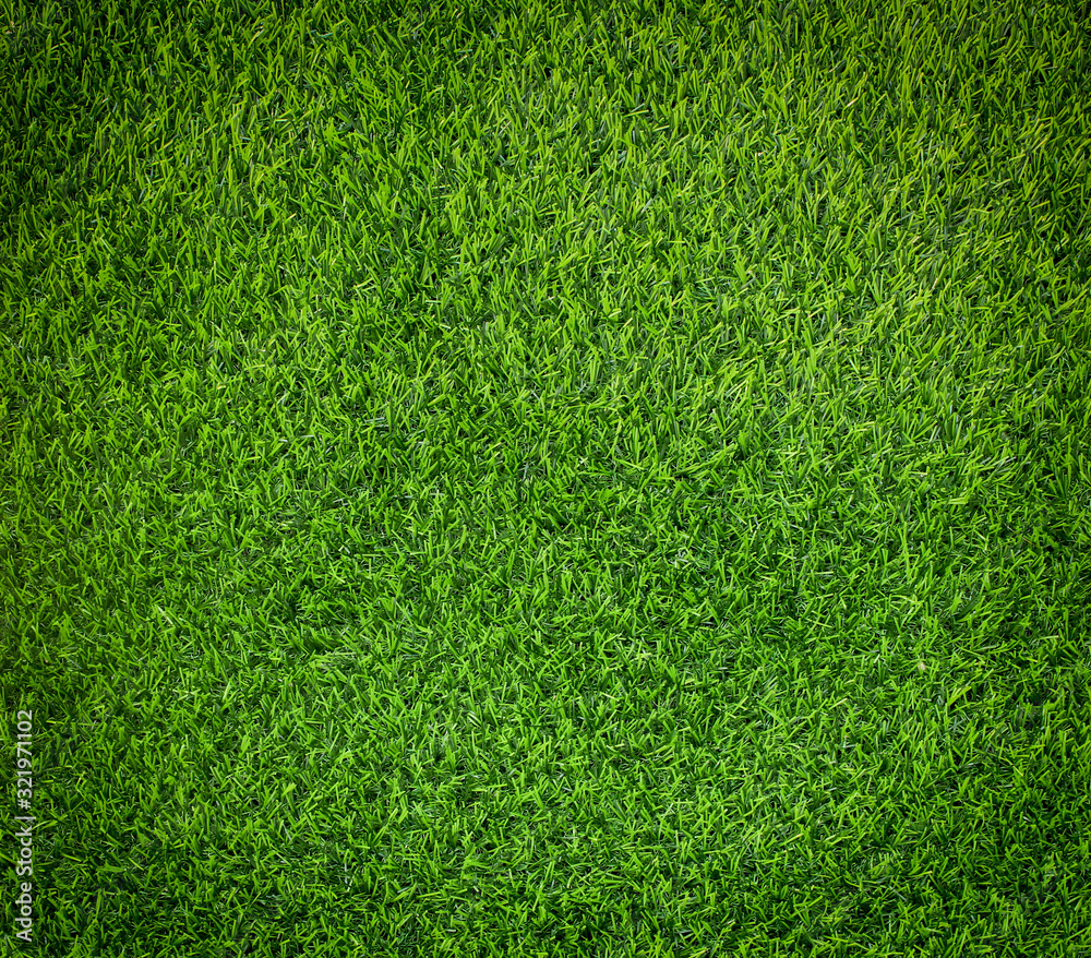 Green grass soccer field background. - obrazy, fototapety, plakaty 