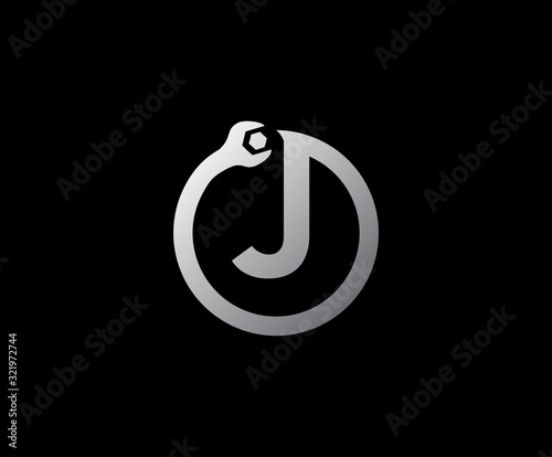 Circle J Letter Metal Logo Icon, Perfect for Technology  and Automotive Concept.