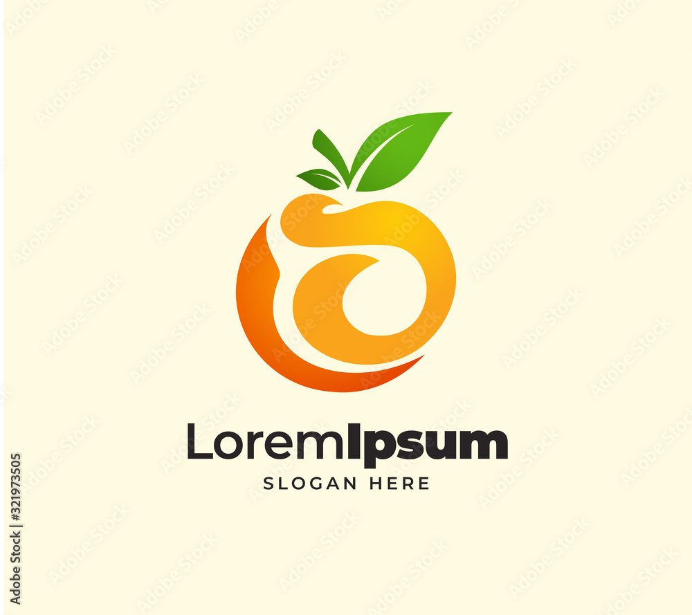 healthy fresh orange logo template