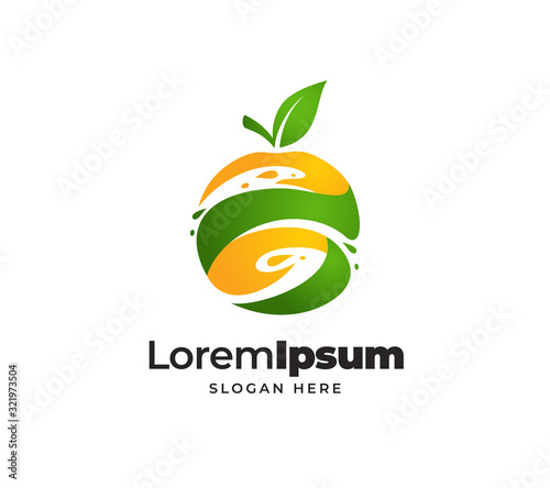 healthy fresh slice orange logo template