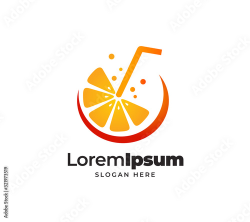 fresh orange juice logo template