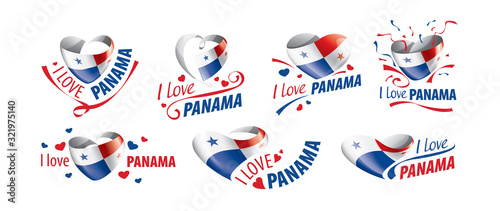 National flag of the Panama in the shape of a heart and the inscription I love Panama. Vector illustration