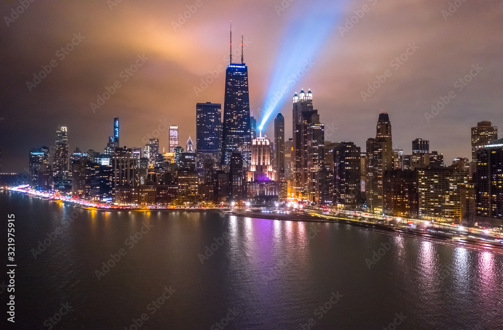 Fototapeta premium Chicago downtown buildings aerial skyline
