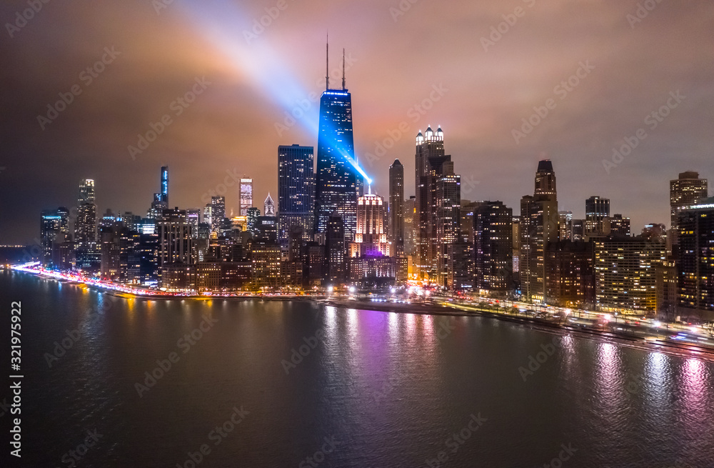 Fototapeta premium Chicago downtown buildings aerial skyline