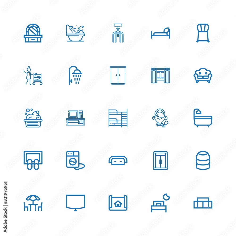 Editable 25 room icons for web and mobile