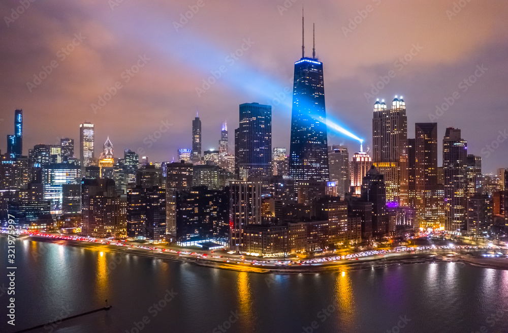 Obraz premium Chicago downtown buildings aerial skyline