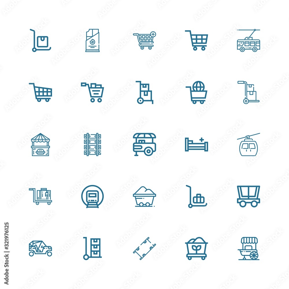 Editable 25 trolley icons for web and mobile Editable 25 trolley icons for web and mobile