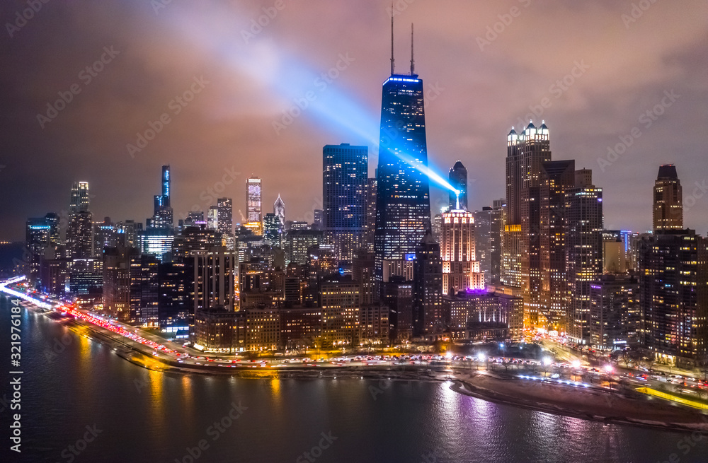 Obraz premium Chicago downtown buildings aerial skyline