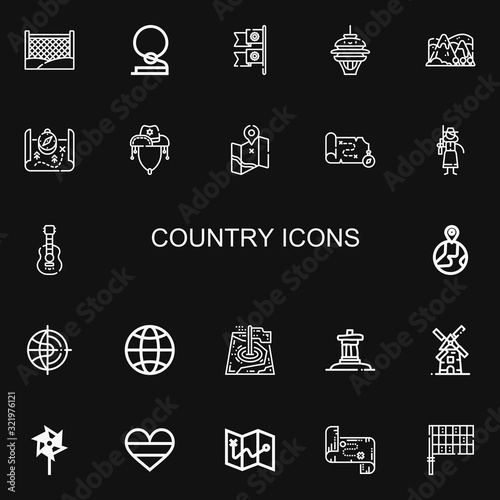 Editable 22 country icons for web and mobile