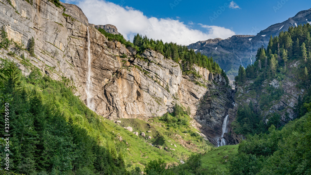 waterfall in the Alps near Saxeten valley