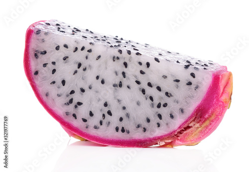 Dragonfruit   Half-red  fruit, healthy fruit isolated on a white background photo