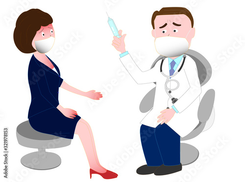 発熱している患者を治療している医師。