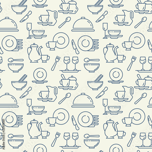 Beverages and food icons pattern. Restaurant food seamless background. Seamless pattern vector illustration