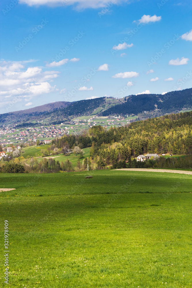 Island Beskids Mountains in Spring. Near Limanowa Town, Poland. Island Beskids Mountains in Spring. Near Limanowa Town, Poland.