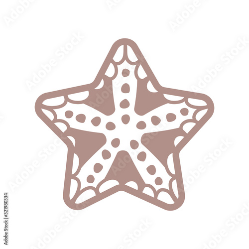 Sea starfish vector single icon, separate isolated illustration. Ocean and sea wild life. Underwater mollusk animal