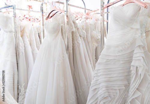 Quadro em tela Beautiful, White bridal dress texture on background