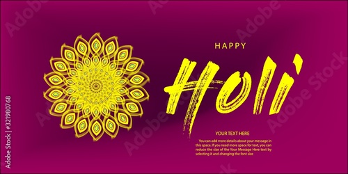 Happy holi vector elements for card design Holi festival horizental banners. Vector illustration. with colorful mandala art