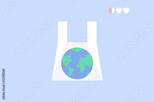 illustration show the lifespan of planet earth is not much longer because of the plastic bag : conceptual for awareness of plastic pollution and wast 