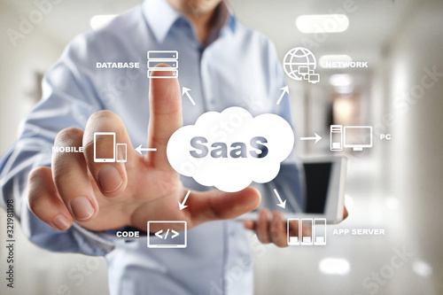 SaaS, Software as a Service. Internet and networking concept. photo