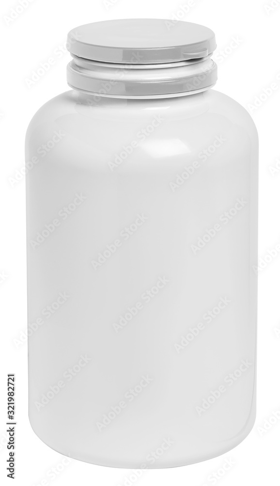 big white plastic jar for medicals with snap cap isolated big white plastic jar for medicals with snap cap isolated