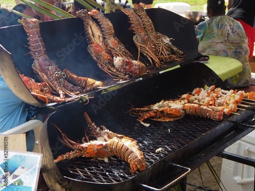 BBQ Lobster Placencia Lobster Festival, Belize, Caribbean. Bar Be Que