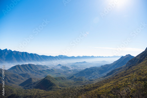 Vászonkép Monterrey Nuevo León México Aerial view of Chipinque Mountain range against cloudy sky