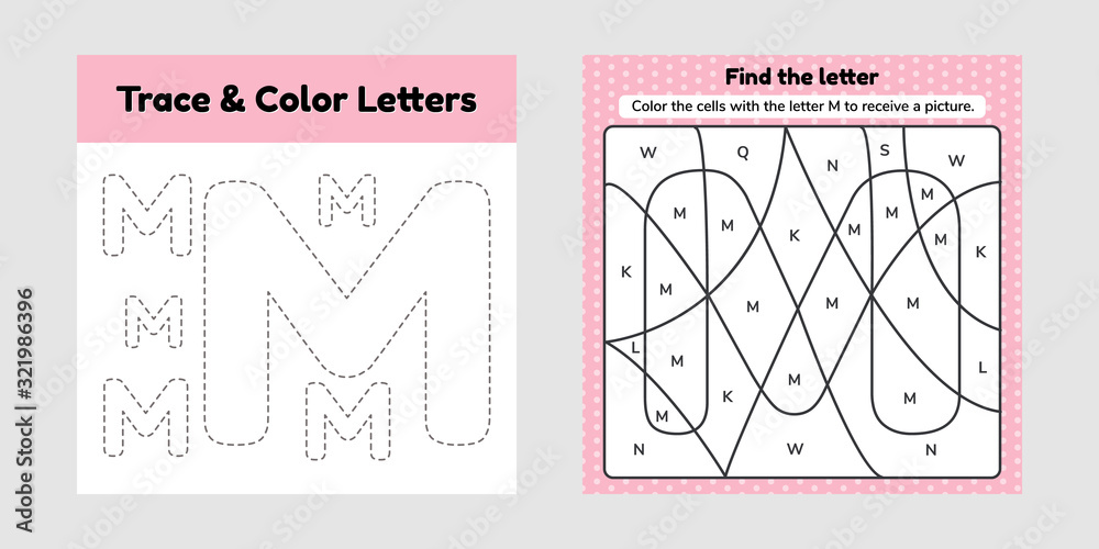 Coloring book letter for kids. Worksheet for preschool, kindergarten