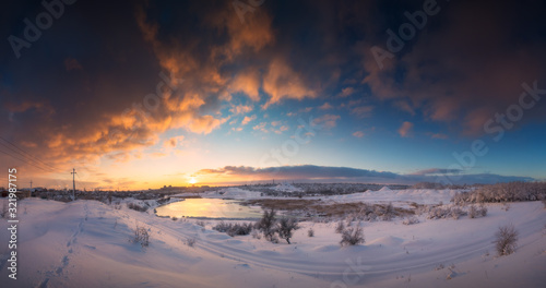Winter sunset in Makyivka