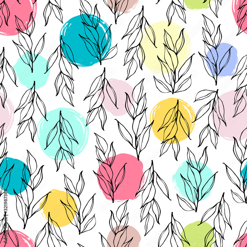 Seamless pattern with hand drawn branches. Seamless pattern with hand drawn branches.