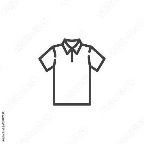 Blank polo t-shirt line icon. linear style sign for mobile concept and web design. Short sleeve Polo shirt, clothes outline vector icon. Symbol, logo illustration. Vector graphics