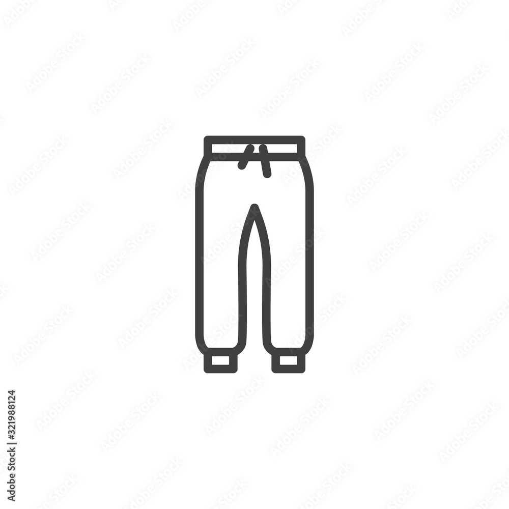 Pants trousers line icon. linear style sign for mobile concept and web design. Sport Sweatpants outline vector icon. Symbol, logo illustration. Vector graphics Pants trousers line icon. linear style sign for mobile concept and web design. Sport Sweatpants outline vector icon. Symbol, logo illustration. Vector graphics