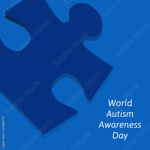 World autism awareness day concept. A piece of puzzle and blue color as symbols