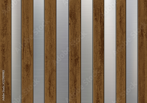 Metal and wood textured panels. Striped pattern