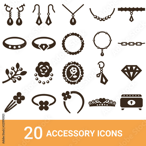 商品アイコン　アクセサリー　シルエット　20セット